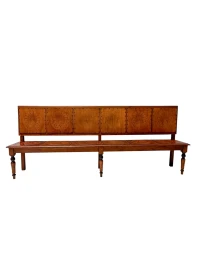 Art Nouveau Extra Large Hall Bench, Elm and Beech, Dutch Design, 1900s